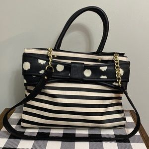 Betsey Johnson woman black and white striped shoulder/crossbody bag
